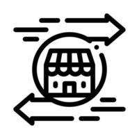 shop building arrows icon vector outline illustration