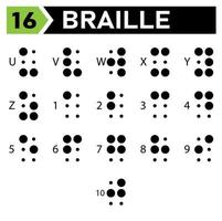 braille alphabet icon set include a to z vector