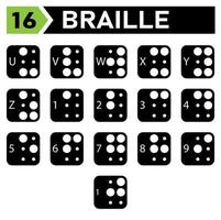 braille alphabet icon set include a to z vector