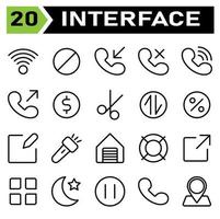 User interface icon set include connection, internet, signal, block, ban, stop, sign, user interface, calling, call, phone, telephone, arrows, silent, communication, money, coin, payment, cash, dollar vector