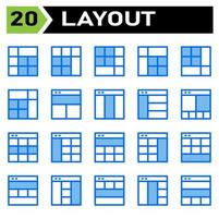 Layout icon set include layout, grid, dashboard, interface, user interface, align, template, design, flayer, graphic, cover, poster, vector, banner, creative, concept, brochure, abstract, modern, bus vector