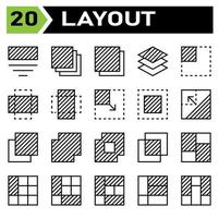 Layout icon set include layout, grid, dashboard, interface, user interface, align, template, design, flayer, graphic, cover, poster, vector, banner, creative, concept, brochure, abstract, modern, bus vector