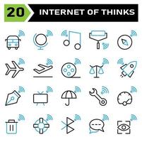 Internet of things icon set include bus, internet of things, globe, world, music, tone, roller, paint, compass, navigation, plane, airplane, takeoff, film roll, movie, scales, balance, rocket vector