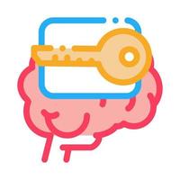 key for brain icon vector outline illustration