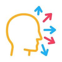 human head and arrows icon vector outline illustration