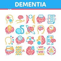 Dementia Brain Disease Collection Icons Set Vector