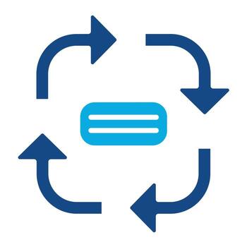 glifo de diagrama de flujo en el sentido de las agujas del reloj icono de dos colores vector