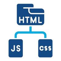 html js css glifo icono de dos colores vector