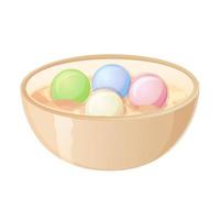 Chinese Tangyuan. Asian food illustration isolated on white in cartoon style. vector