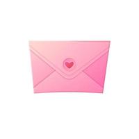 Love letter. Closed envelope with heart. Vanentine day, romantic confession concept. Stock vector illustration in flat cartoon style isolated on white background.