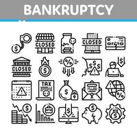 Bankruptcy Business Collection Icons Set Vector