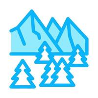 snowy mountain and forest nature icon vector outline illustration