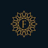 Letter F with border vector design