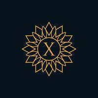 Letter X with border vector design