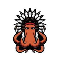 New Octopus Apache mascot design vector