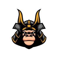 nuevo diseño de mascota gorila samurai vector