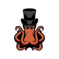 New Octopus Tophat mascot design vector