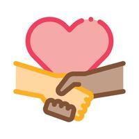 multiracial handshake heart icon vector outline illustration