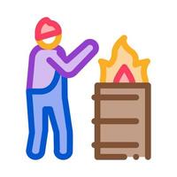 ilustración de contorno de vector de icono de llama de calentamiento sin hogar