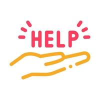 help on palm icon vector outline illustration