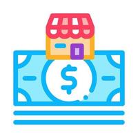 shop building and dollar banknote icon vector outline illustration