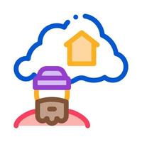 homeless dreaming about home icon vector outline illustration