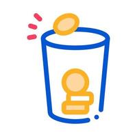 coins in cup icon vector outline illustration