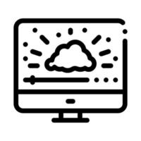 shining cloud computer work icon vector outline illustration