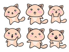 Cute cat character kawaii style vector