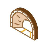 tunnel with railway isometric icon vector illustration