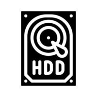 Ilustración de vector de icono de glifo de parte de computadora hdd