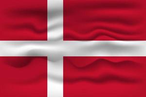 Waving flag of the country Denmark. Vector illustration.