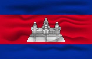 Waving flag of the country Cambodia. Vector illustration.