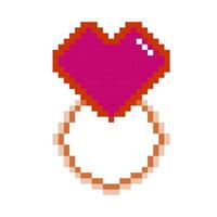 icono de arte de píxeles de anillo de corazón. vector