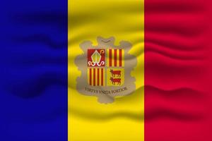 Waving flag of the country Andorra. Vector illustration.