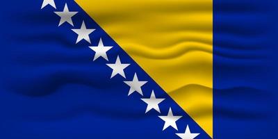 Waving flag of the country Bosnia and Herzegovina. Vector illustration.