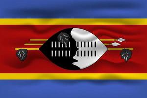 Waving flag of the country Eswatini. Vector illustration.