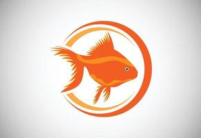 Goldfish in a circle. Fish logo design template. Seafood restaurant shop Logotype concept icon. vector