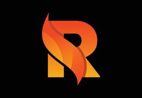 Initial R monogram letter with a swoosh or flame. Fire flames or swoosh design vector illustration