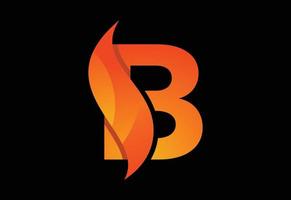 Initial B monogram letter with a swoosh or flame. Fire flames or swoosh design vector illustration