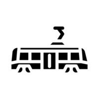 ilustración de vector de icono de glifo de transporte de tranvía