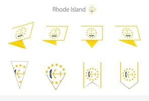 colección de banderas del estado de rhode island us, ocho versiones de banderas vectoriales de rhode island. vector