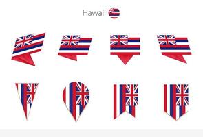 colección de banderas del estado de hawaii us, ocho versiones de banderas vectoriales de hawaii. vector