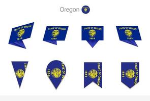 Oregon US State flag collection, eight versions of Oregon vector flags.