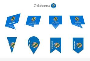 Oklahoma US State flag collection, eight versions of Oklahoma vector flags.