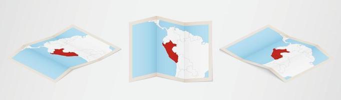 mapa plegado de perú en tres versiones diferentes.