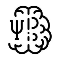 ilustración del contorno del vector del icono del lado del cerebro estudiado psicológicamente