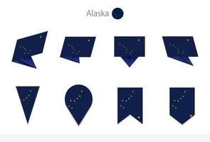 Alaska US State flag collection, eight versions of Alaska vector flags.