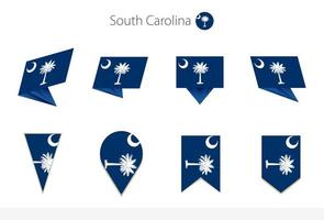 South Carolina US State flag collection, eight versions of South Carolina vector flags.