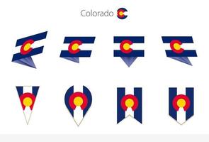 Colorado US State flag collection, eight versions of Colorado vector flags.